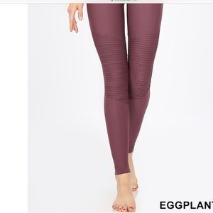 Seamless Eggplant/Burgundy Moto Leggings